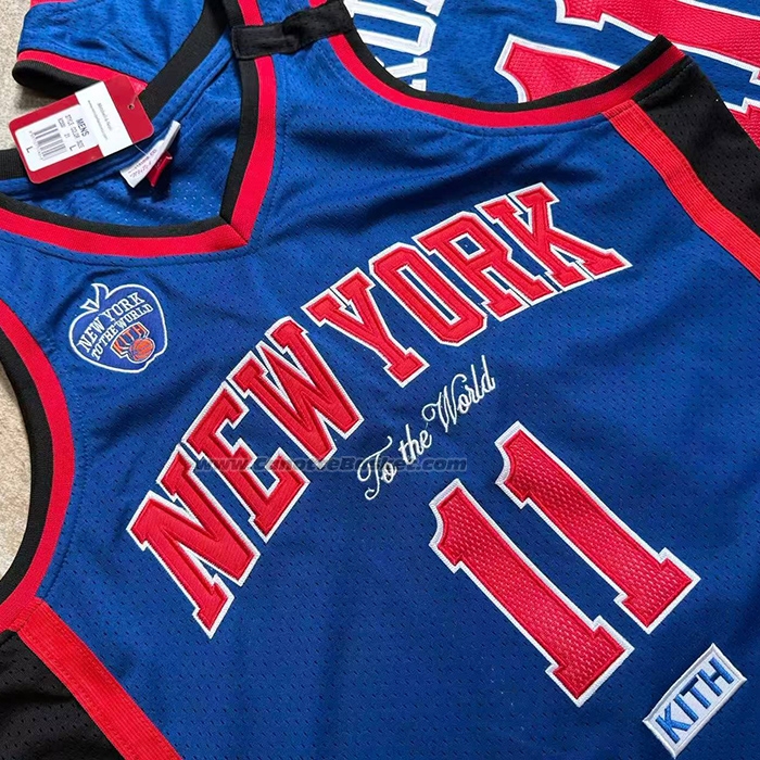Maglia New York Knicks Jalen Brunson No 11 Mitchell & Ness Hardwood Classics Blu